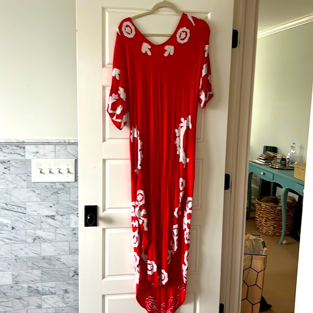 Free people, cherry red embroidered cover-up
